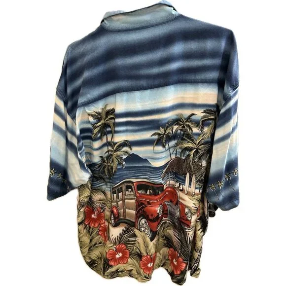 Authentic Big Dogs Hawaiian Aloha Classic Woodie Car Beach Camp Shirt Mens Sz 3x - Picture 2 of 9
